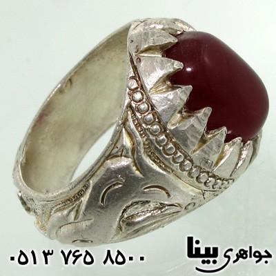 انگشتر عقیق قرمز مردانه طرح غزال