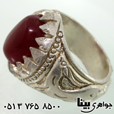 انگشتر عقیق قرمز مردانه طرح غزال
