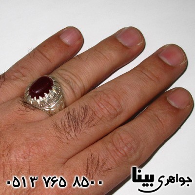 انگشتر عقیق قرمز مردانه طرح غزال