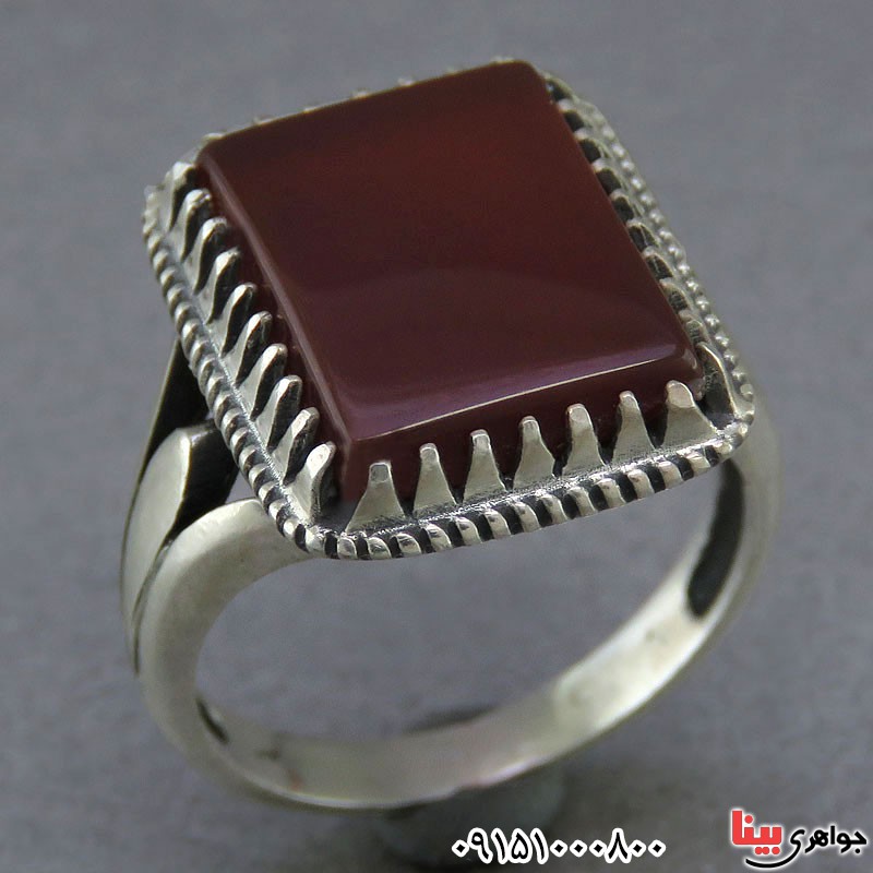 انگشتر عقیق قرمز خوشرنگ مردانه _کد:25684