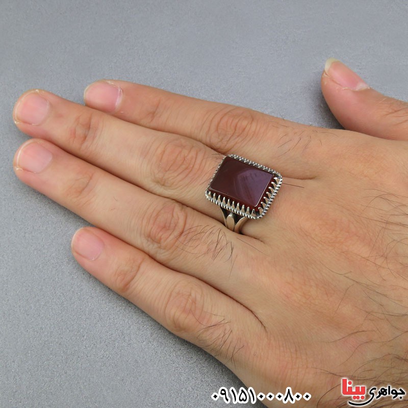 انگشتر عقیق قرمز خوشرنگ مردانه _کد:25684