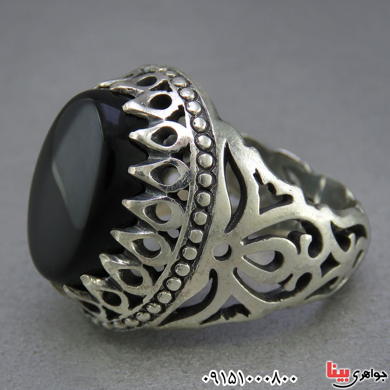 انگشتر عقیق سیاه (اونیکس) خاص و خوشرنگ مردانه _کد:25688