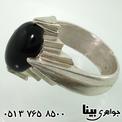 انگشتر عقیق سیاه (اونیکس) مردانه طرح کلاسیک