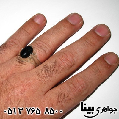 انگشتر عقیق سیاه (اونیکس) مردانه طرح کلاسیک