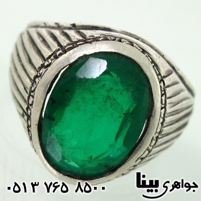 انگشتر نقره مردانه طرح زمرد