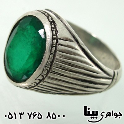 انگشتر نقره مردانه طرح زمرد