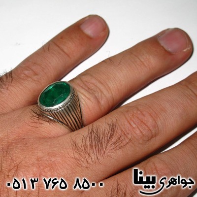 انگشتر نقره مردانه طرح زمرد