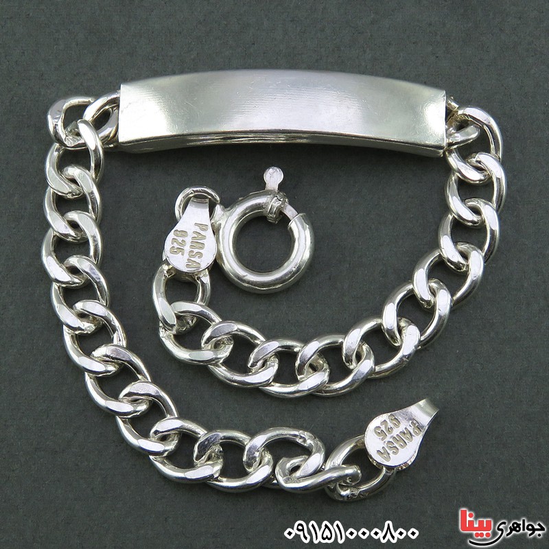 دستبند نقره پلاک دار ایرانی درشت خاص مردانه _کد:25731