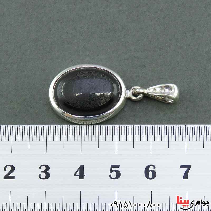 گردنبند عقیق سیاه (اونیکس) خطی با حکاکی آیت الکرسی و 4 قل _کد:25732