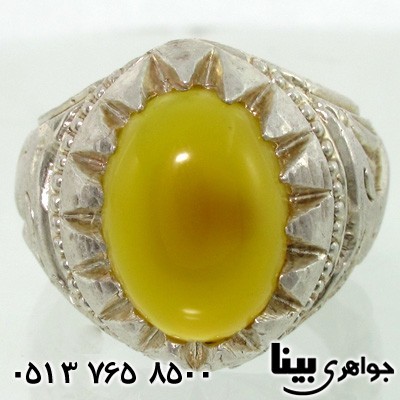 انگشتر عقیق زرد مردانه طرح غزال