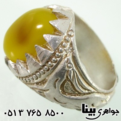 انگشتر عقیق زرد مردانه طرح غزال