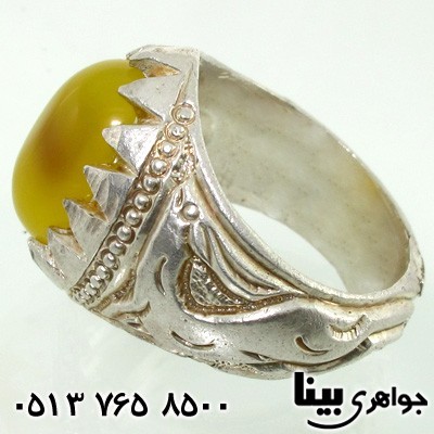 انگشتر عقیق زرد مردانه طرح غزال
