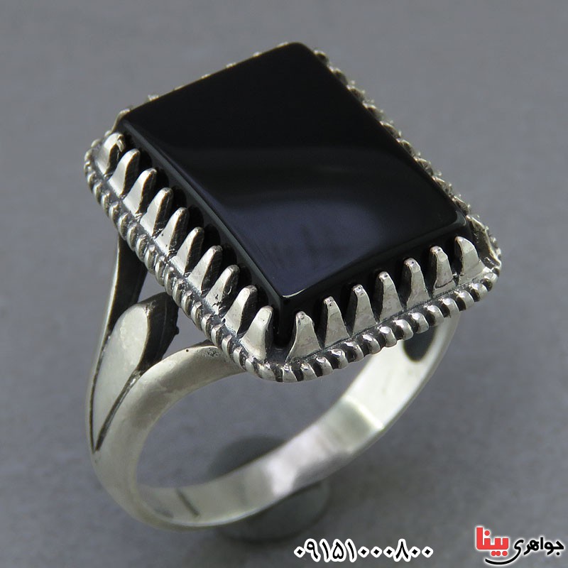انگشتر عقیق سیاه (اونیکس) خاص و شیک مردانه _کد:25766
