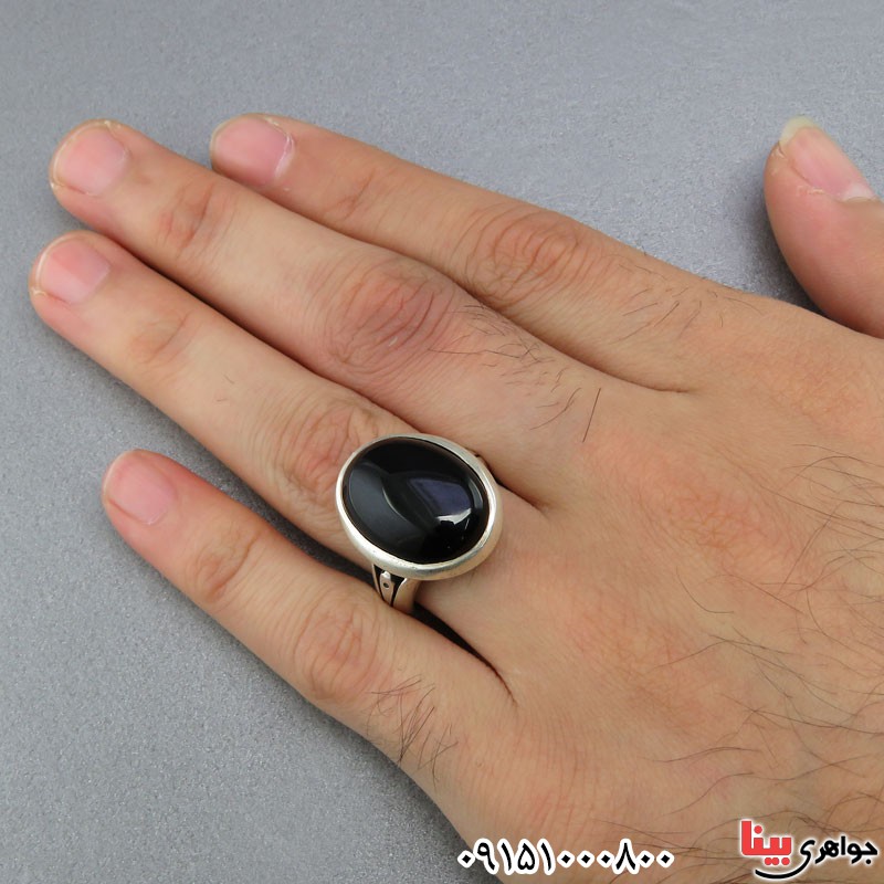 انگشتر عقیق سیاه (اونیکس) خاص و شیک مردانه _کد:25769
