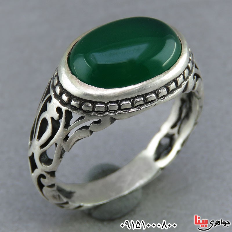 انگشتر عقیق سبز خوشرنگ بسیار زیبا _کد:25785