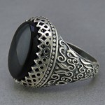 انگشتر عقیق سیاه (اونیکس) خاص و زیبا مردانه _کد:25790