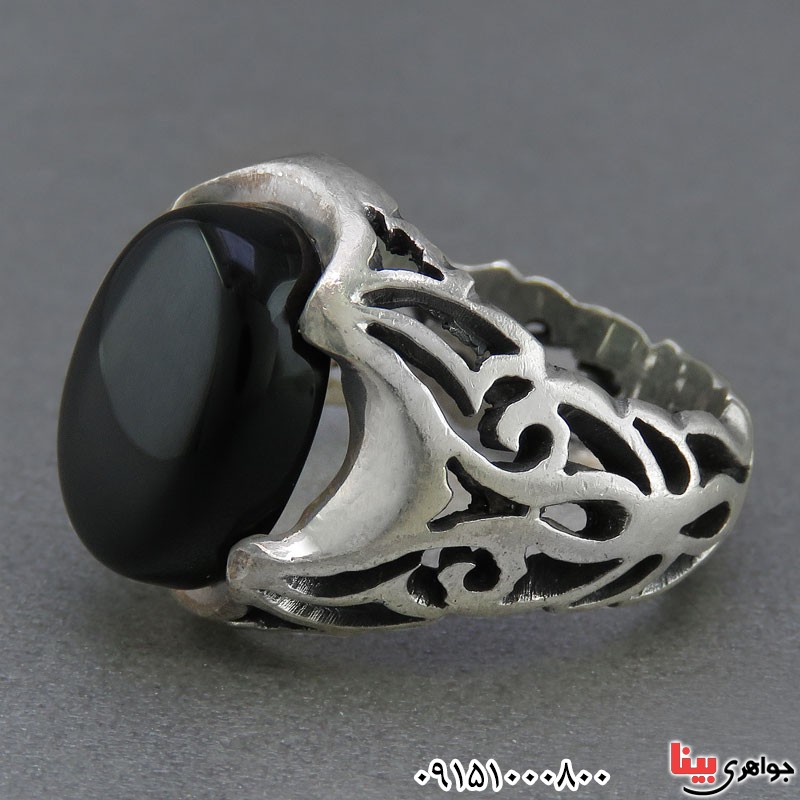 انگشتر عقیق سیاه (اونیکس) خاص ، شیک و زیبا مردانه 