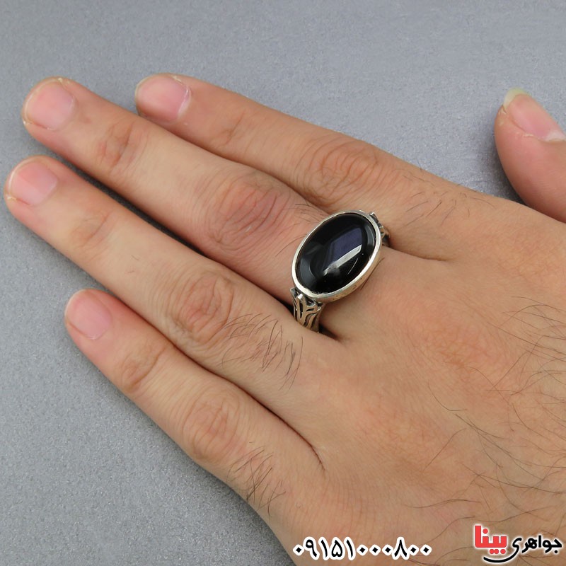 انگشتر عقیق سیاه (اونیکس) زیبا و خاص مردانه _کد:25794