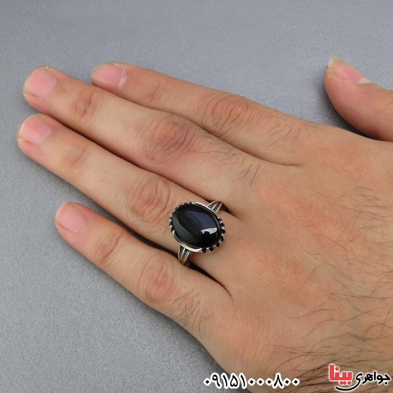 انگشتر عقیق سیاه (اونیکس) زیبا و شیک مردانه _کد:25798