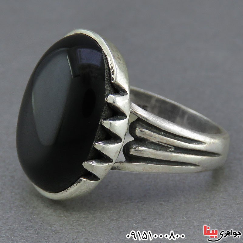 انگشتر عقیق سیاه (اونیکس) خاص ، زیبا و شیک مردانه _کد:25799