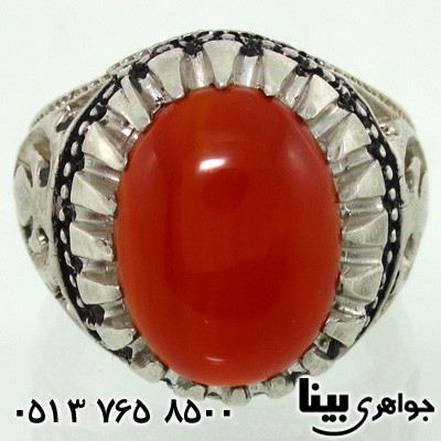 انگشتر عقیق سلیمانی مردانه طرح قرینه