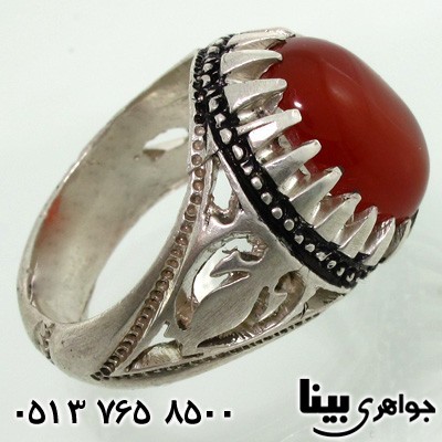 انگشتر عقیق سلیمانی مردانه طرح قرینه