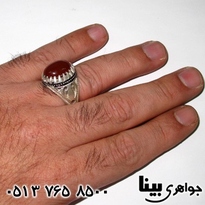 انگشتر عقیق سلیمانی مردانه طرح قرینه