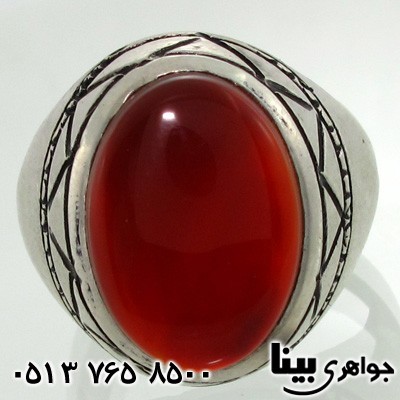 انگشتر عقیق سلیمانی مردانه دور ساده