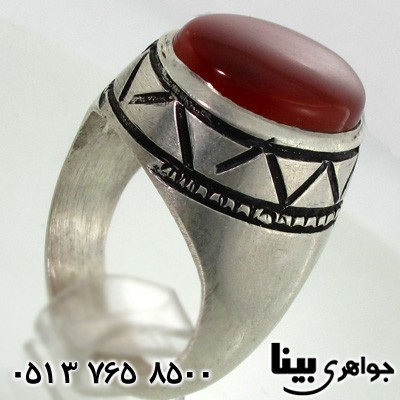 انگشتر عقیق سلیمانی مردانه دور ساده