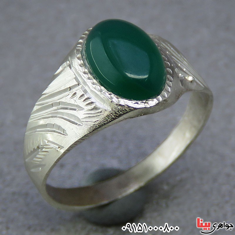 انگشتر عقیق سبز سایز کوچک خوشرنگ بسیار زیبا _کد:25828