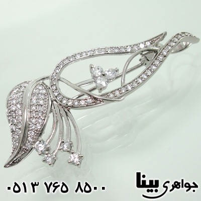 گل سینه نقره طرح لاله