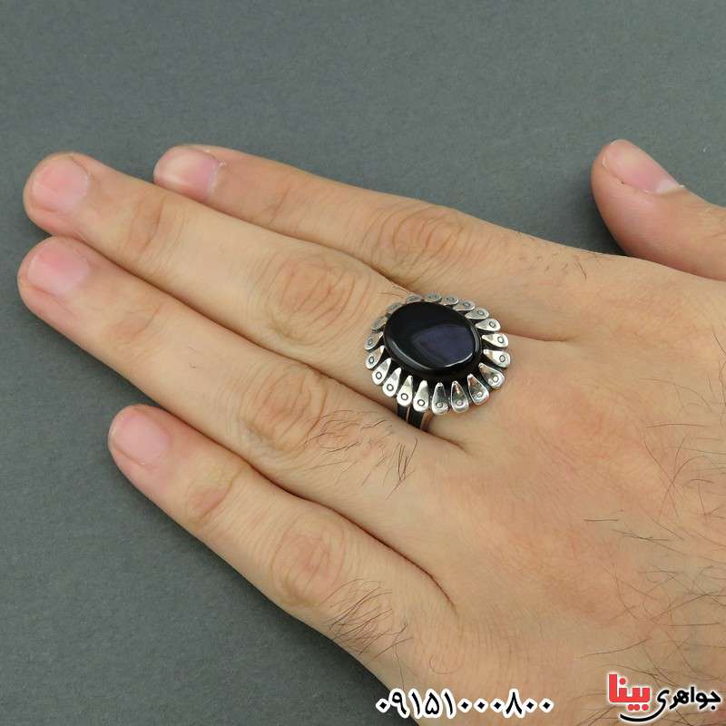 انگشتر عقیق سیاه (اونیکس) مردانه زیبا _کد:25856