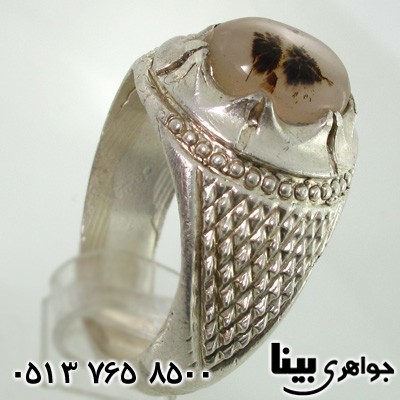 انگشتر عقیق شجری مردانه طرح سوهانی
