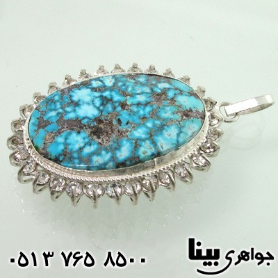 گردنبند فیروزه نیشابوری دور جواهری