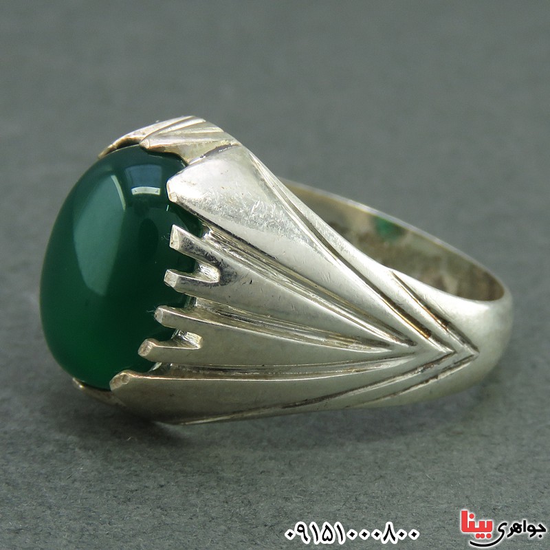 انگشتر عقیق سبز خاص مردانه بسیار زیبا 