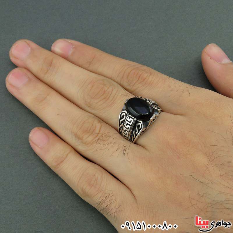 انگشتر عقیق سیاه (اونیکس) مردانه زیبا _کد:25903