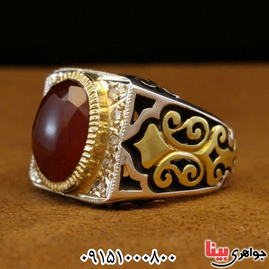 انگشتر عقیق یمنی سرخ خوشرنگ و فاخر با تراش الماسی _کد:25918