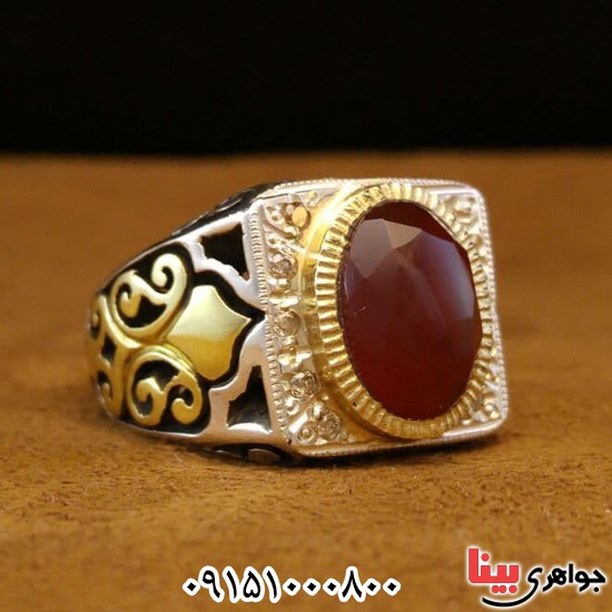 انگشتر عقیق یمنی سرخ خوشرنگ و فاخر با تراش الماسی _کد:25918