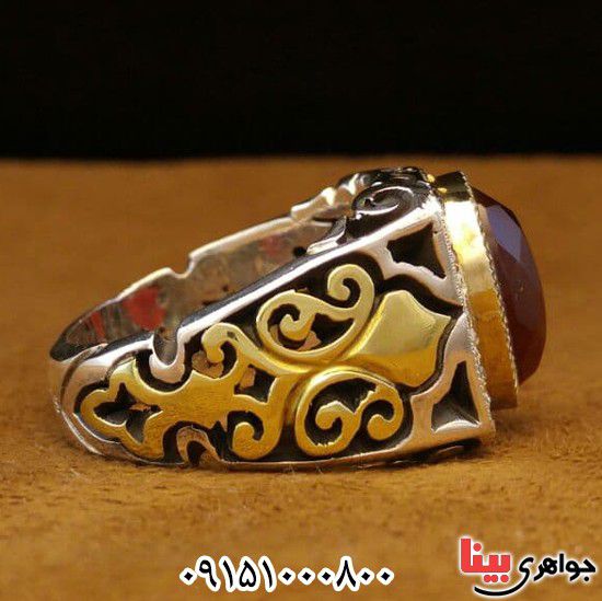 انگشتر عقیق یمنی سرخ خوشرنگ و فاخر با تراش الماسی _کد:25918