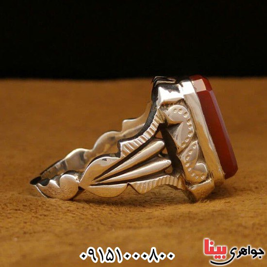 انگشتر عقیق یمنی سرخ فاخر با حکاکی بقیه الله _کد:25928