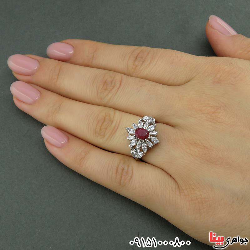 انگشتر یاقوت سرخ خوشرنگ بسیار زیبا زنانه _کد:25931