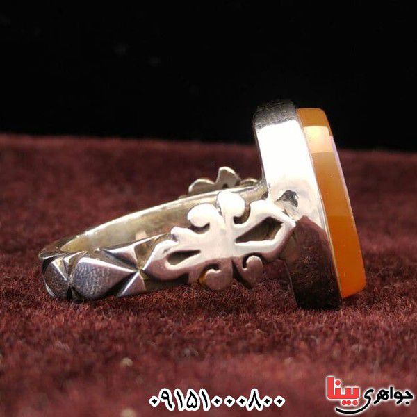 انگشتر عقیق یمنی خوشرنگ مردانه حکاکی یا سید الشهدا _کد:25964