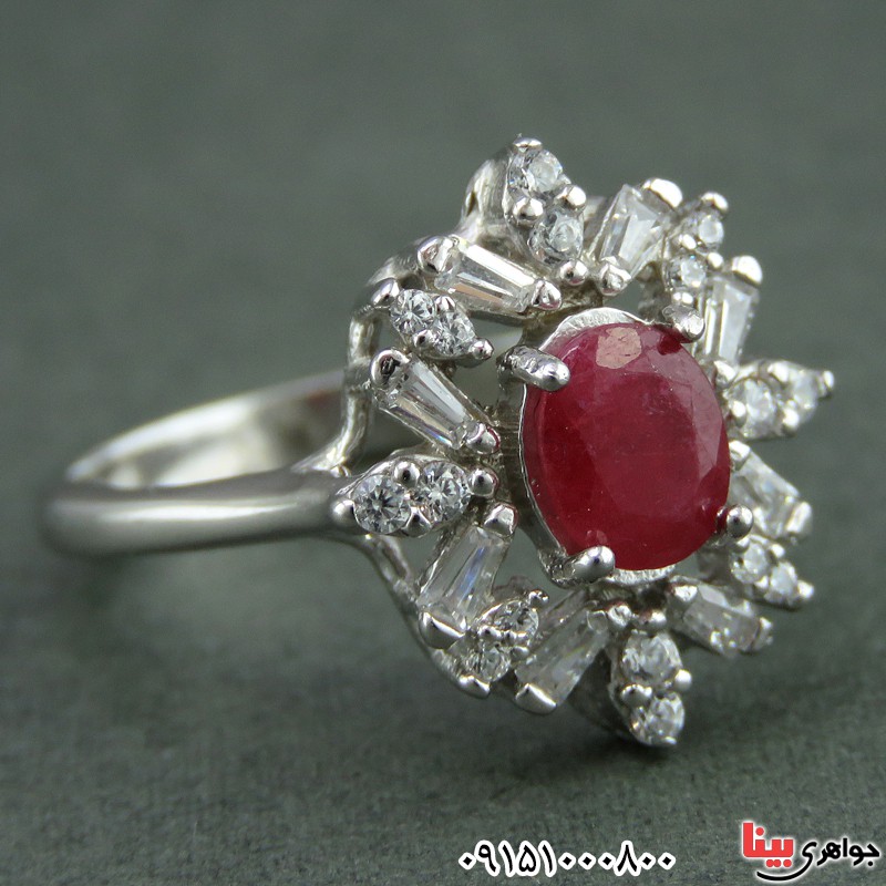 انگشتر یاقوت سرخ خوشرنگ زنانه بسیار زیبا _کد:25970