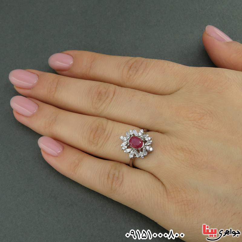 انگشتر یاقوت سرخ خوشرنگ زنانه بسیار زیبا _کد:25970