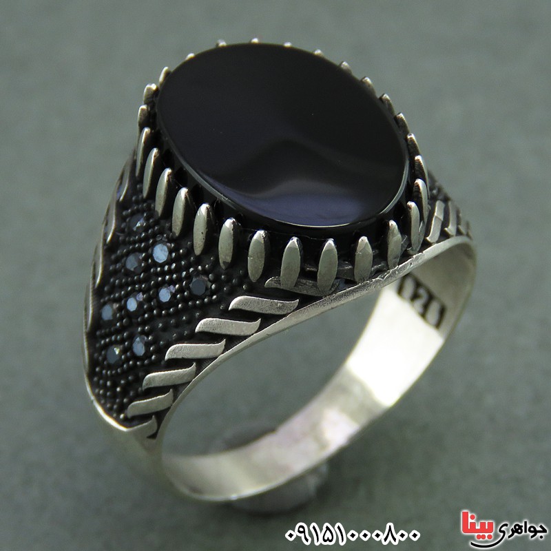 انگشتر عقیق سیاه (اونیکس) زیبا و خاص مردانه _کد:26002