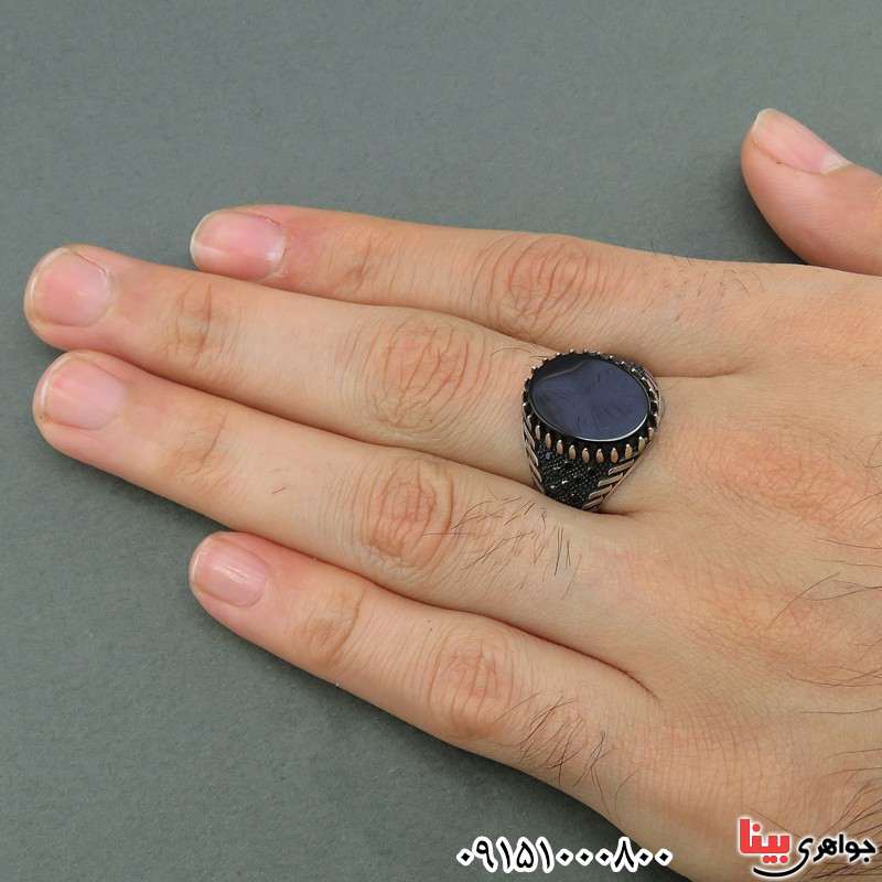 انگشتر عقیق سیاه (اونیکس) زیبا و خاص مردانه _کد:26002