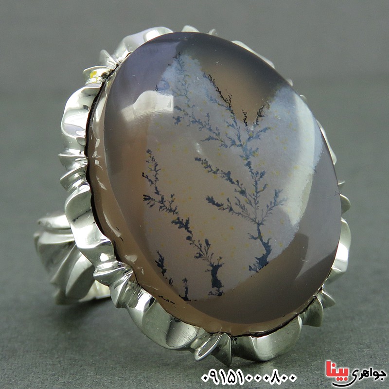 انگشتر عقیق یمنی شجری فاخر و دست ساز مردانه _کد:26006