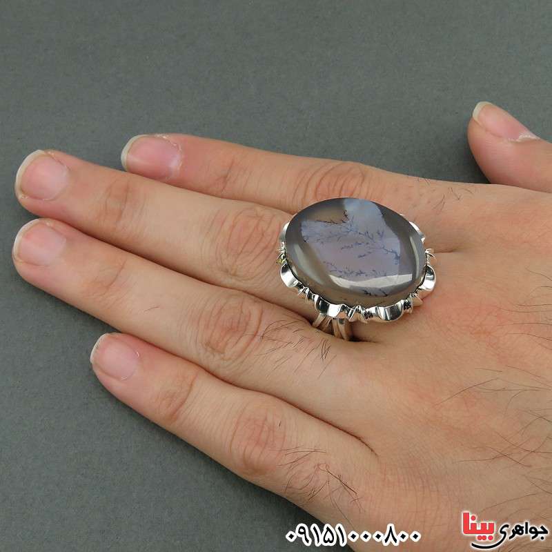 انگشتر عقیق یمنی شجری فاخر و دست ساز مردانه _کد:26006