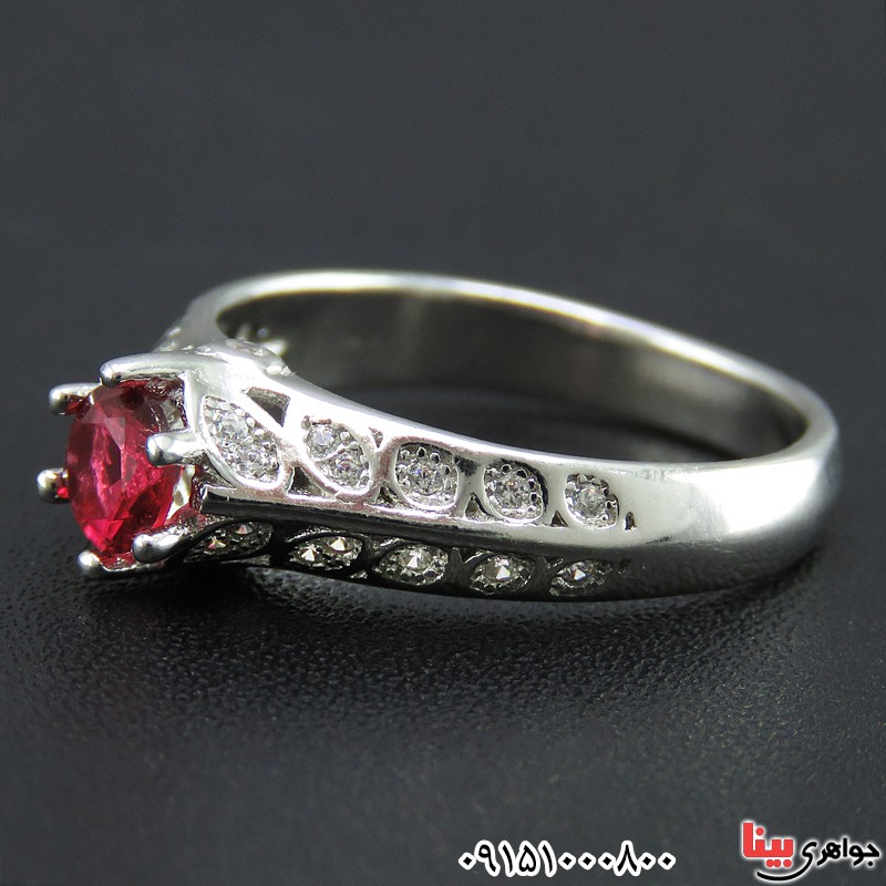 انگشتر یاقوت سرخ صنعتی خوشرنگ و خاص زنانه _کد:26010