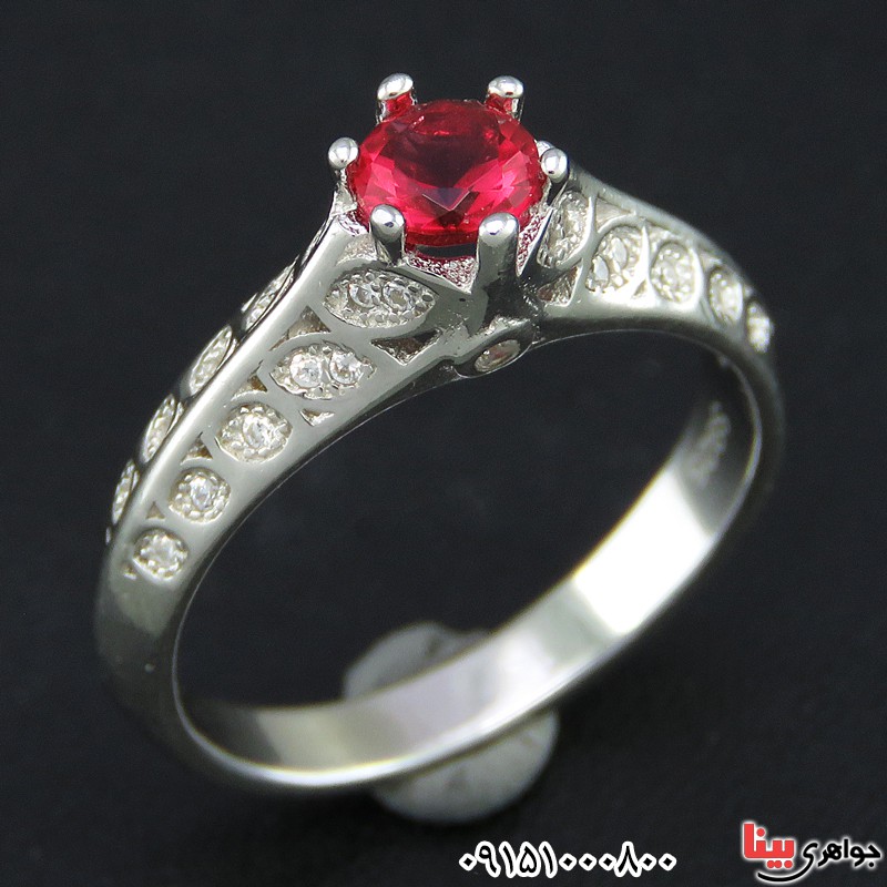 انگشتر یاقوت سرخ صنعتی خوشرنگ و خاص زنانه _کد:26010